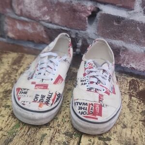 Vans Off The Wall White and Red Sneakers